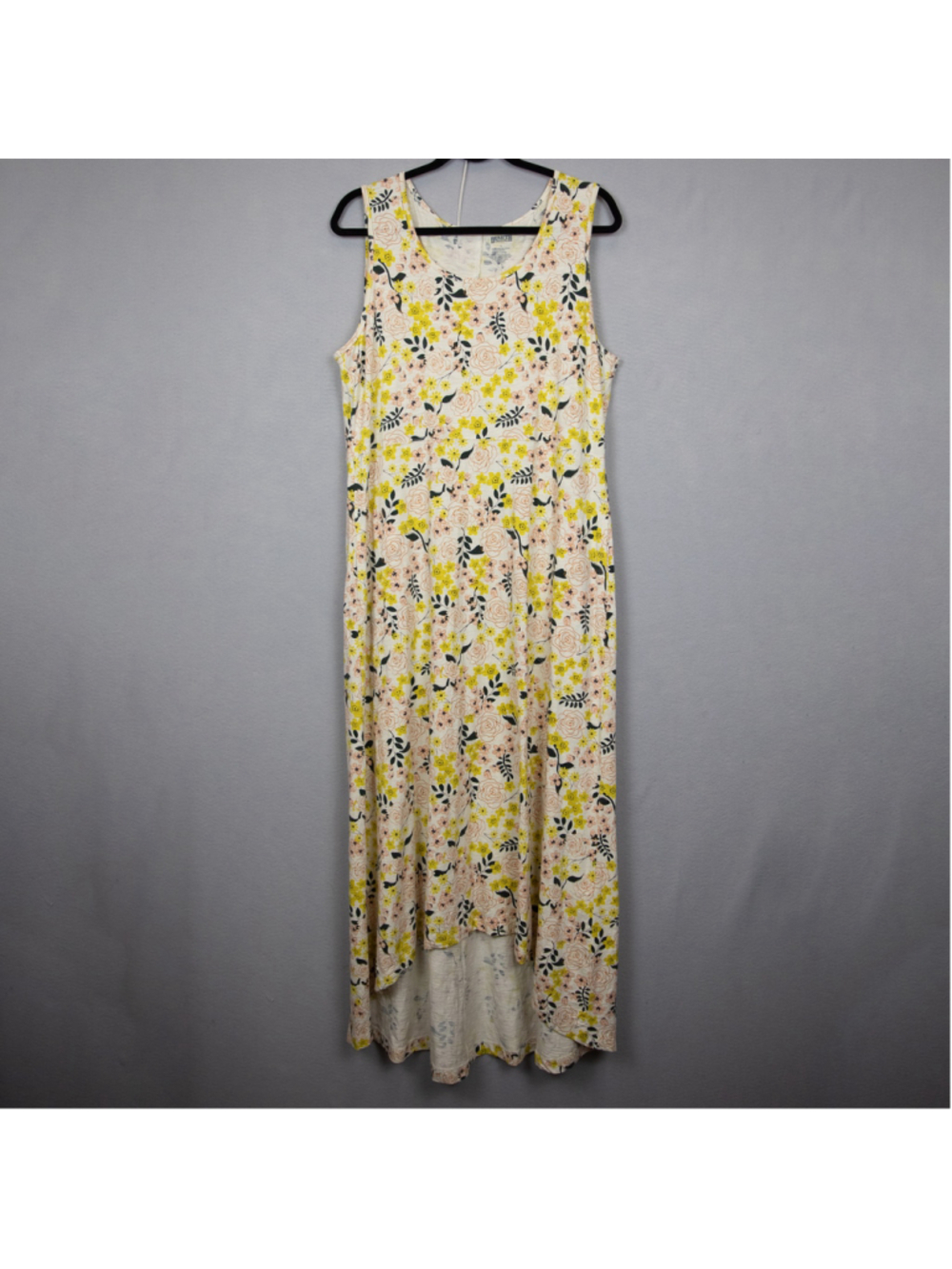 Duluth Trading Co. To "n" Flow yellow floral sleeveless maxi dress-L